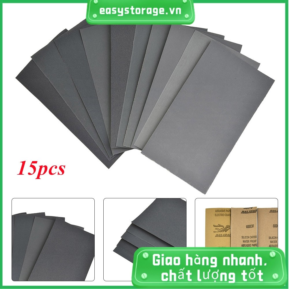 [ESYS] 400 600 3000 800 1000 1200 1500 200 0 2500 Giấy nhám Grit Ướt / Khô 15 cái / bộ