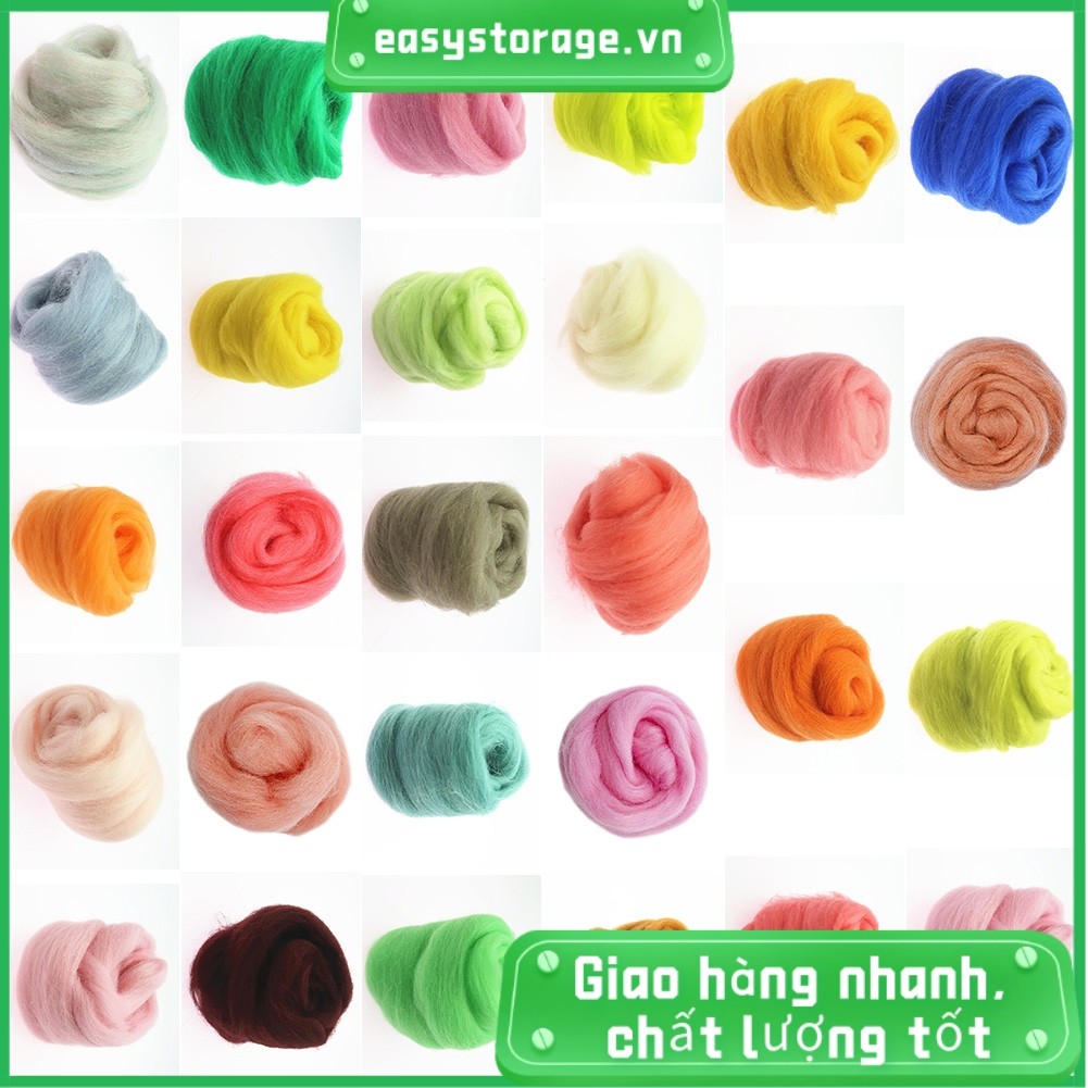 [ESYS] Gói màu len Carded len nỉ kim 20G Nâu Xám Đỏ Hồng Xanh Trung Tính