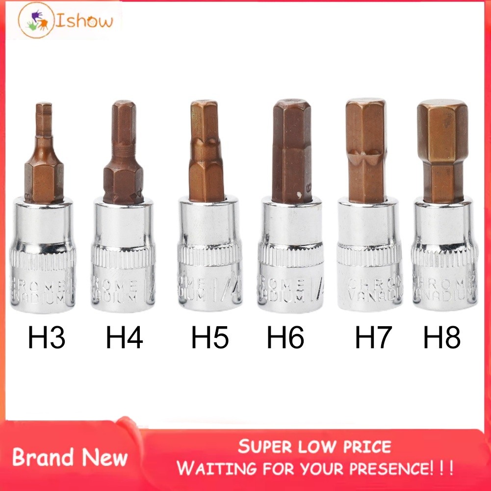 ÁO THUN❤️1 Đầu Lục Giác Tua Vít Bit 1 / 4 Inch Ổ Cắm Dụng Cụ Cầm Tay H3 H4 H5 H6 H7 H8