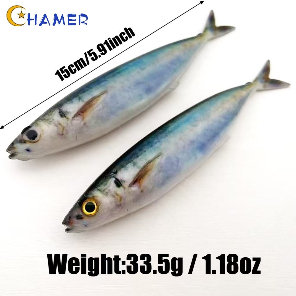 {July in New} Thực tế 15cm cho mồi mềm mực - Mồi nhựa PVC in hình để câu cá trên biển