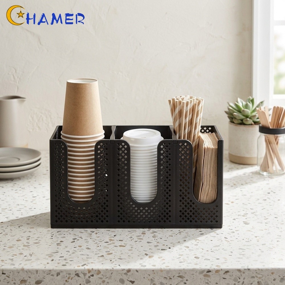 {July in New} Hộp đựng cốc treo tường 3 ngăn không cần khoan