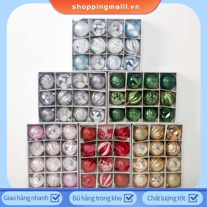 SPML◇12 Cái / bộ 60 Mm Giáng Sinh Giáng Sinh Cây Bóng Bauble Treo Nhà Trang Trí Tiệc Trang Trí Trang