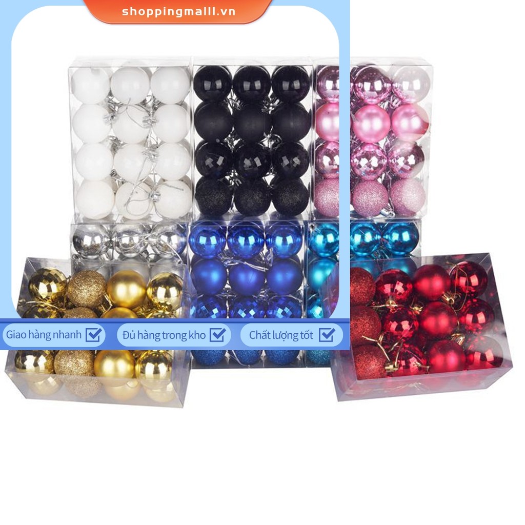 SPML◇24 Cái / bộ 40 Mm Giáng Sinh Giáng Sinh Cây Bóng Bauble Treo Nhà Trang Trí Tiệc Trang Trí Trang