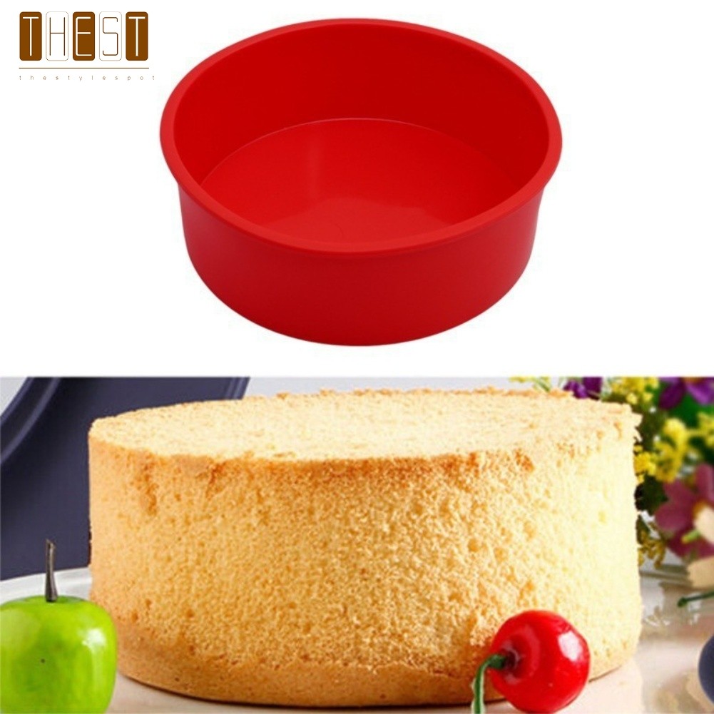 {August in New} Bánh voan silicon tròn màu đỏ cao 8 Inch cho khuôn chịu nhiệt độ cao