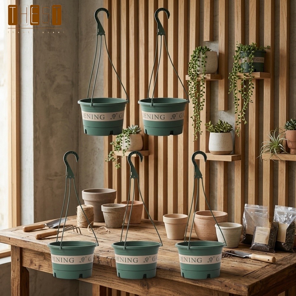{August in New} Giỏ treo bằng nhựa có đĩa- 15 Inch, 5 gói cho cây trồng