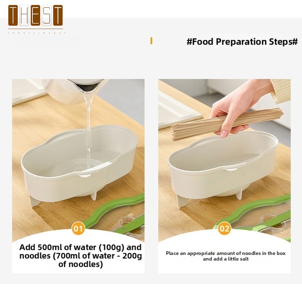 {August in New} Nồi mì vi sóng có lỗ thoát nước và thìa nĩa 1.7L Pasta