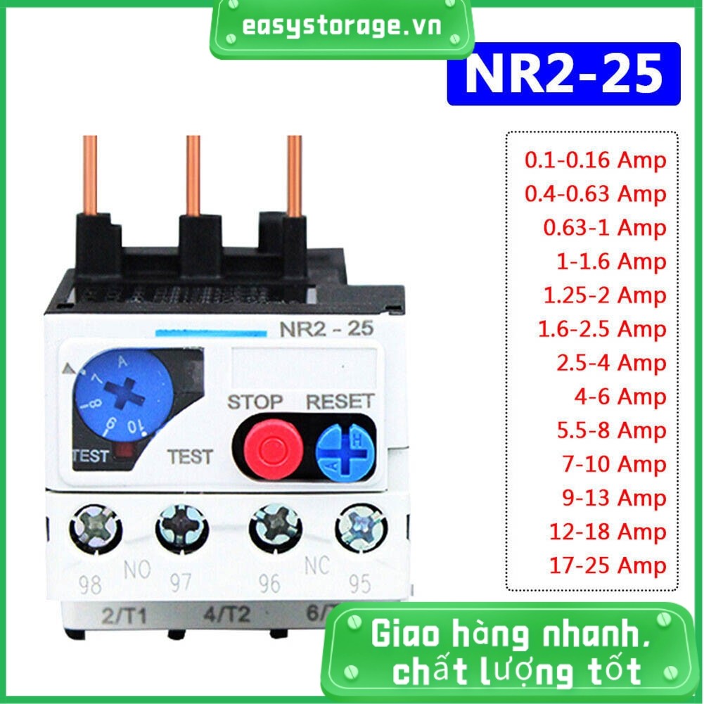 [ESYS] Phạm vi từ Rơle quá tải nhiệt 0,1-25 Amp 3 pha FR NR2-25 để bảo vệ động cơ