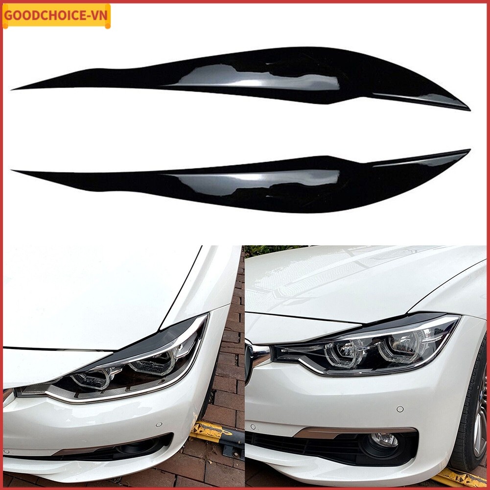 [Bán Chạy] 2 Chiếc F30 Vỏ Đèn Pha Mí Mắt Lông Mày Đen Bóng Cho Xe BMW F30 Saloon 2012-2018