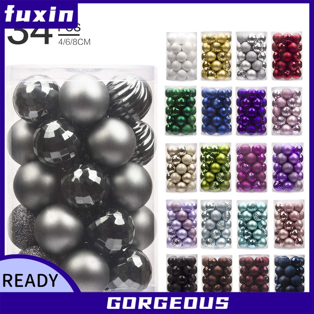 【FUXIN】34 Bộ Bauble Giáng Sinh 40mm Trang Trí Quả Bóng Giáng Sinh Sống Động Cho Ngày Lễ