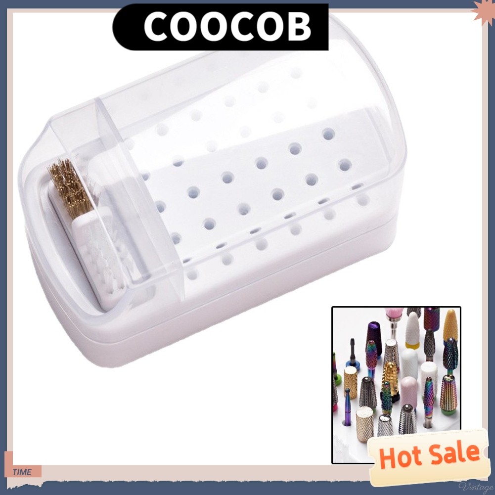 {August in New} Hộp đựng đầu đánh bóng móng tay 2 trong 1: Hộp sắp xếp không bụi 30 lỗ