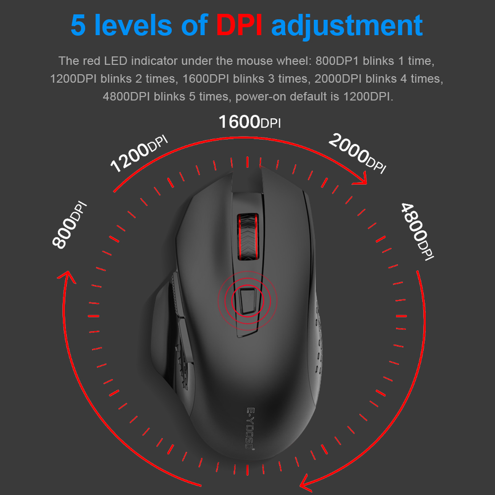 Chuột Quang Chơi Game Không Dây 5 Nút e-yooso x-26 usb 2.4g 4800Dpi Cho Máy Tính / laptop