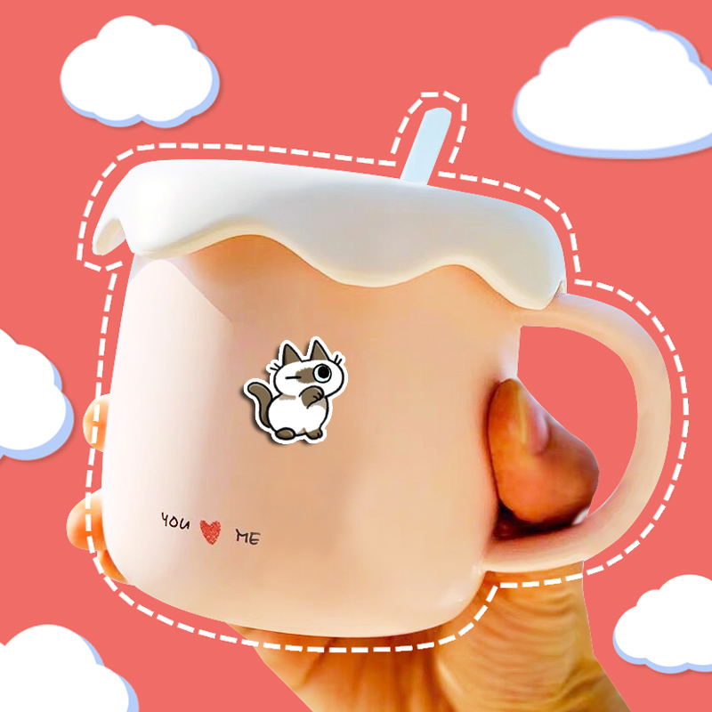 Set 100 Miếng Dán Hình Mèo Dễ Thương Chống Thấm Nước Trang Trí Sổ Tay