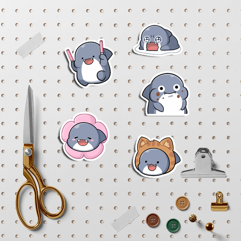 Set 40 Sticker Hình Cá Mập Con Dễ Thương Dán Trang Trí Sổ Tay