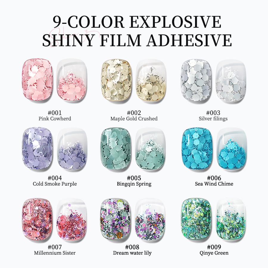 Bộ gel Đánh Bóng Móng Tay Kim Tuyến Màu Hồng / Vàng Lá / Vàng Kim Cương Lấp Lánh Cho Người Mới Bắt Đầu