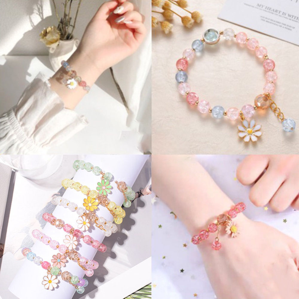 Vòng Tay Hoa Cúc Pha Lê Phong Cách Hàn Quốc Cho Nữ