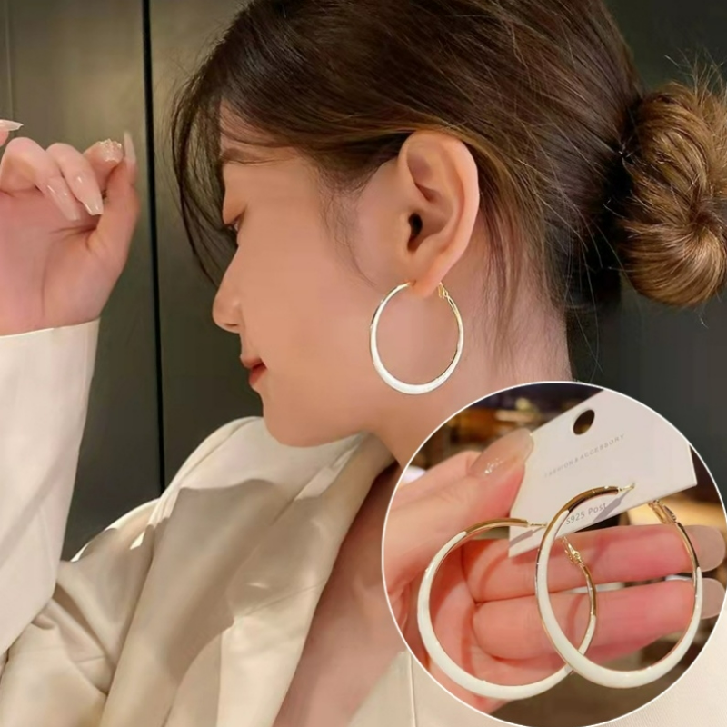 Bông Tai Hình Tròn Cỡ Lớn Phong Cách Hàn Quốc Thời Trang Cho Nữ