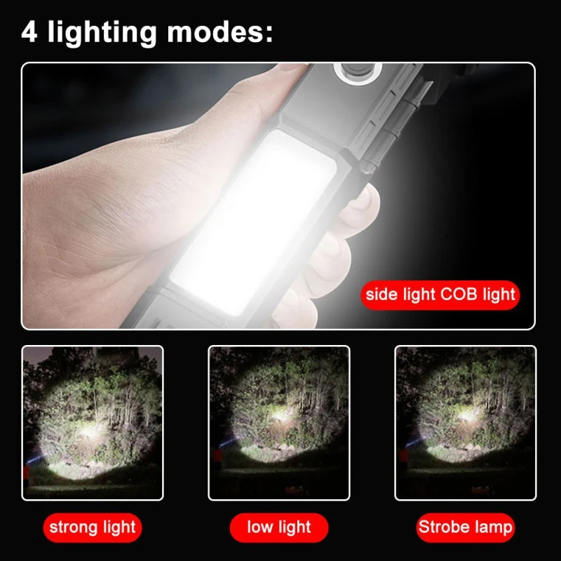 Đèn Pin led cob Đa Năng Siêu Sáng Tích Hợp Pin Sạc usb Có Nam Châm An Toàn