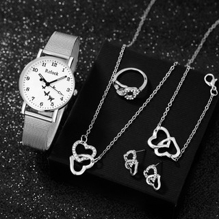 Set 1 đồng hồ thạch anh + 5 phụ kiện 5 món thời trang cho nữ