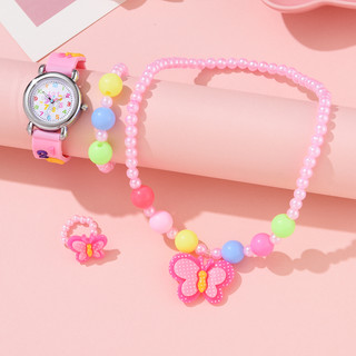 Fun Đồng Hồ Thạch Anh Kỹ Thuật Số Màu Hồng In Họa Tiết Kỹ Thuật Số Bằng Silicon Cho Bé Gái Sinh