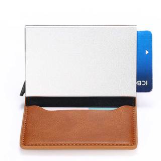 RFID Chặn Chống Trộm ID Thẻ Tín Dụng Ví Nhôm Mỏng Da PU Túi Dompet Lelaki