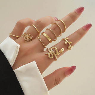 Nhẫn hướng dương hình con rắn xoắn thời trang Bộ 10 món