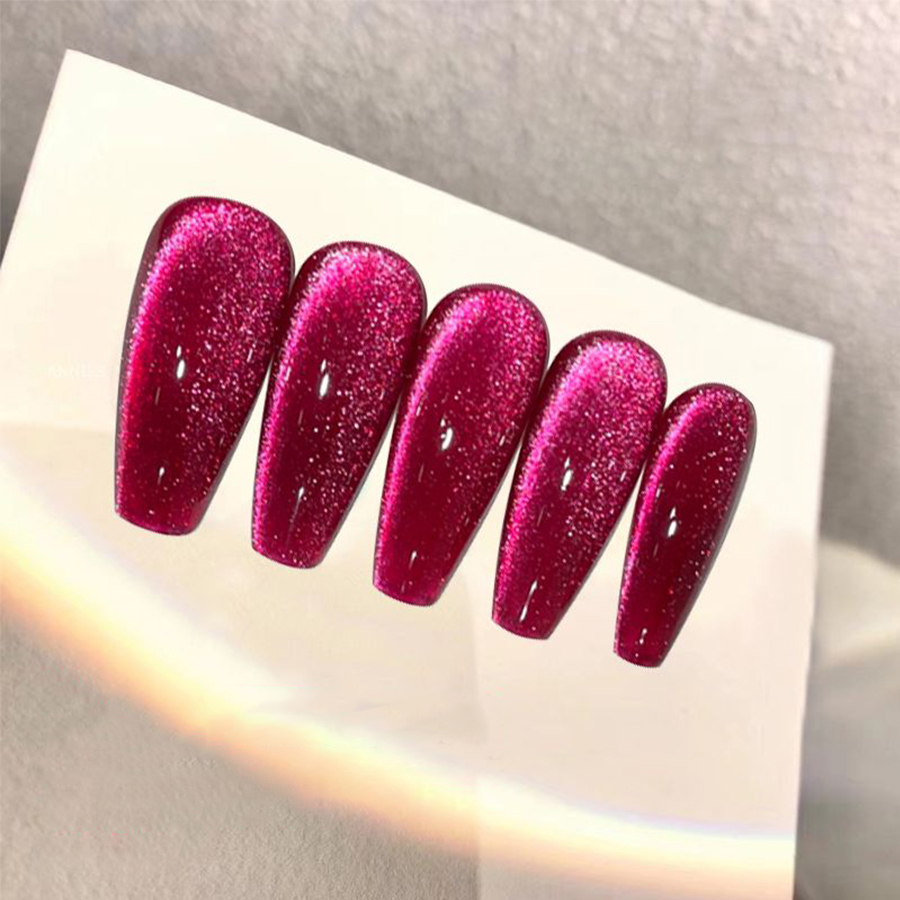 Gel Sơn Móng Tay Mắt Mèo Từ Tính Màu Đỏ Lấp Lánh