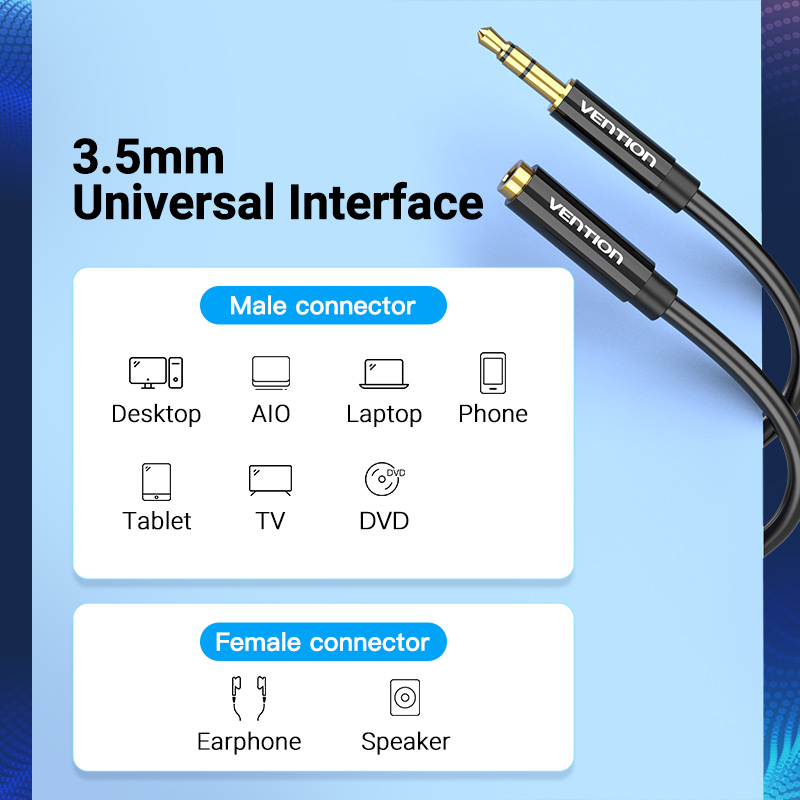 Vention Dây Cáp Âm Thanh Nối Dài Jack 3.5mm