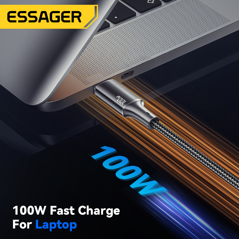 Dây Cáp Sạc Nhanh Usb Loại c 2.0 480mbps essager 100w 5a Cho laptop samsung xiaomi ip