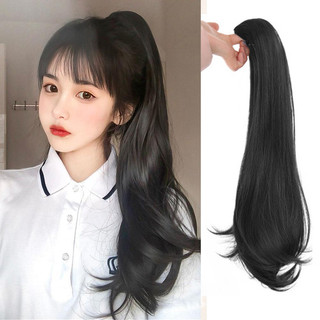 Tóc giả đuôi ngựa thẳng dài màu đen tự nhiên