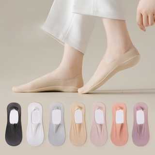 Mùa hè mỏng ice silk cotton đáy thuyền tất màu trơn tất nữ siêu mỏng