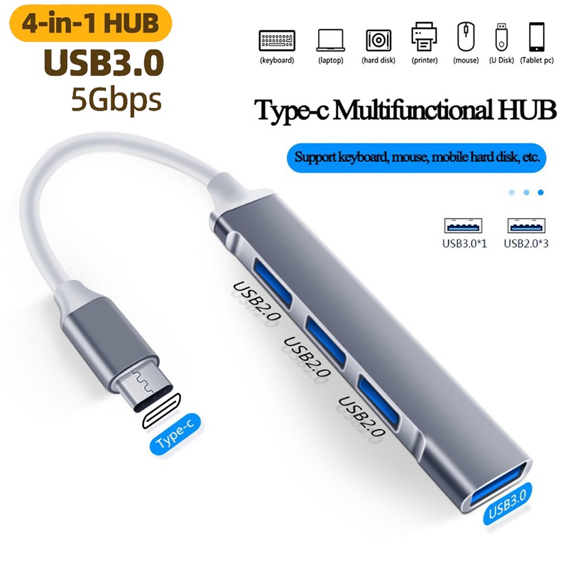Hub USB 4 trong 1 Đa Năng Tốc Độ Cao Truyền Tập Tin Di Động Type-C USB 3.0 Docking Station Đa Bộ Chia Adapter Phụ Kiện PC