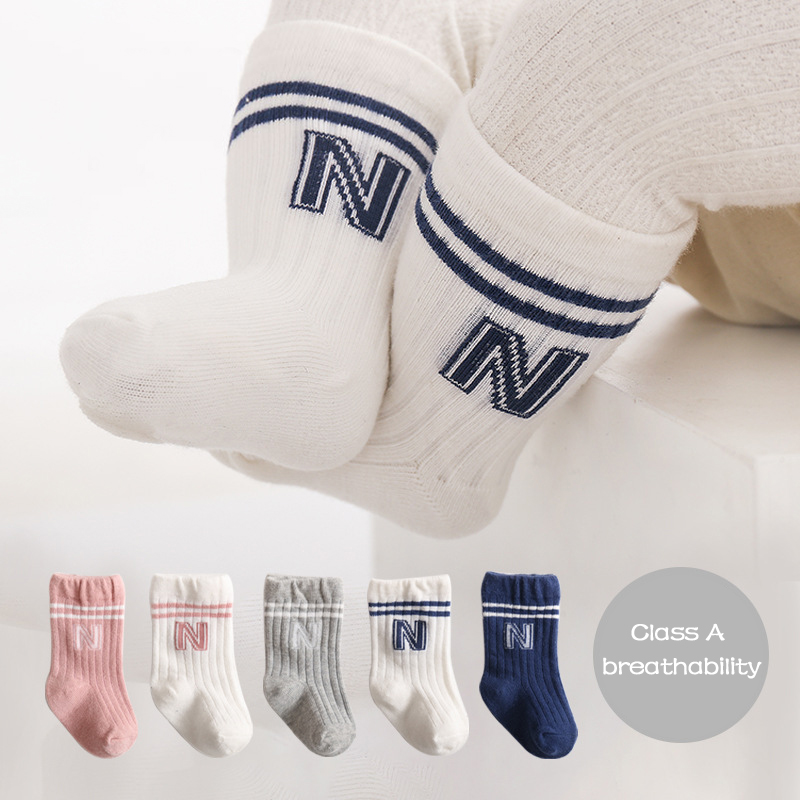 Dễ Thương Vớ cotton Mỏng Thoáng Khí Mềm Mại Màu Trơn Họa Tiết Kẻ Sọc In Chữ Thời Trang Mùa Hè Cho Bé Trai Và Gái