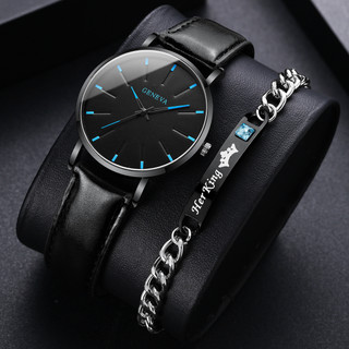 Geneva Đồng Hồ Đeo Tay quartz Kèm Vòng Đeo Tay Kiểu Dáng Sang Trọng Thời Trang Cho Nam