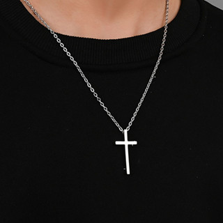 Vòng cổ Thép Titan Mặt Thánh Giá Phong Cách hip hop Âu Mỹ Thời Trang Thu Đông Cho Nam