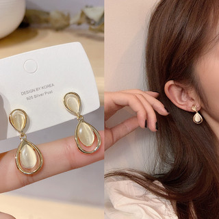 Bông tai hình giọt nước bằng đá mắt mèo phong cách hàn quốc thời trang cho nữ