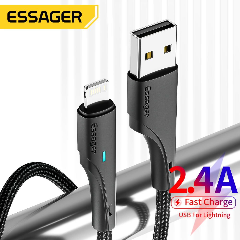 Cáp USB Essager 2.4A cho cáp sạc nhanh cho dòng dữ liệu sạc USB 8 7 SE