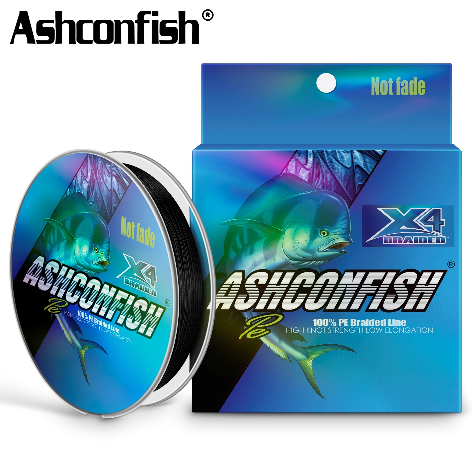 Ashconfish Cuộn Dây Câu Cá Bện 4 Sợi pe 300m Không Phai Màu Không Thấm Nước