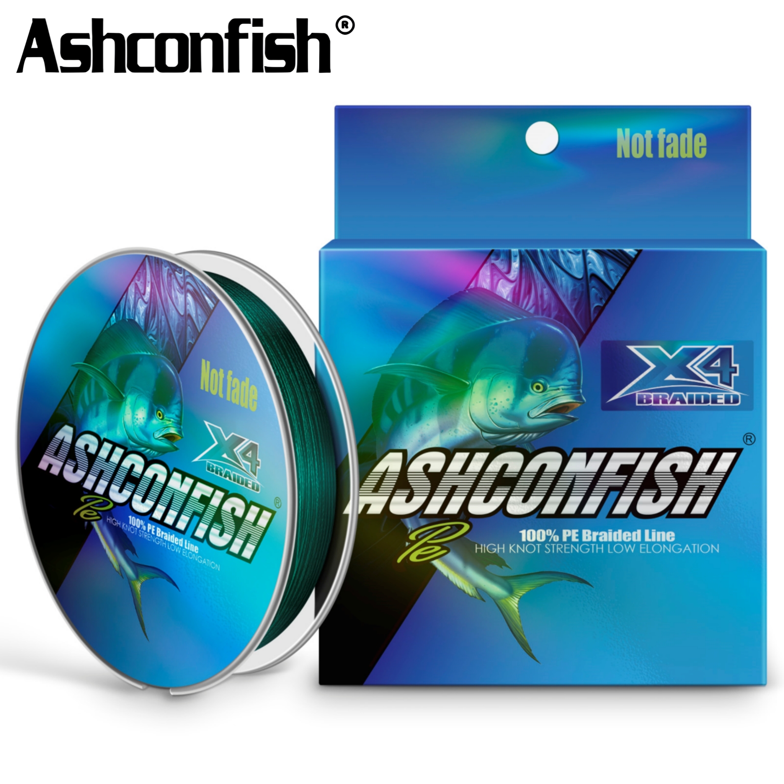 Ashconfish Cuộn Dây Câu Cá Bện 4 Sợi pe 300m Không Phai Màu Không Thấm Nước