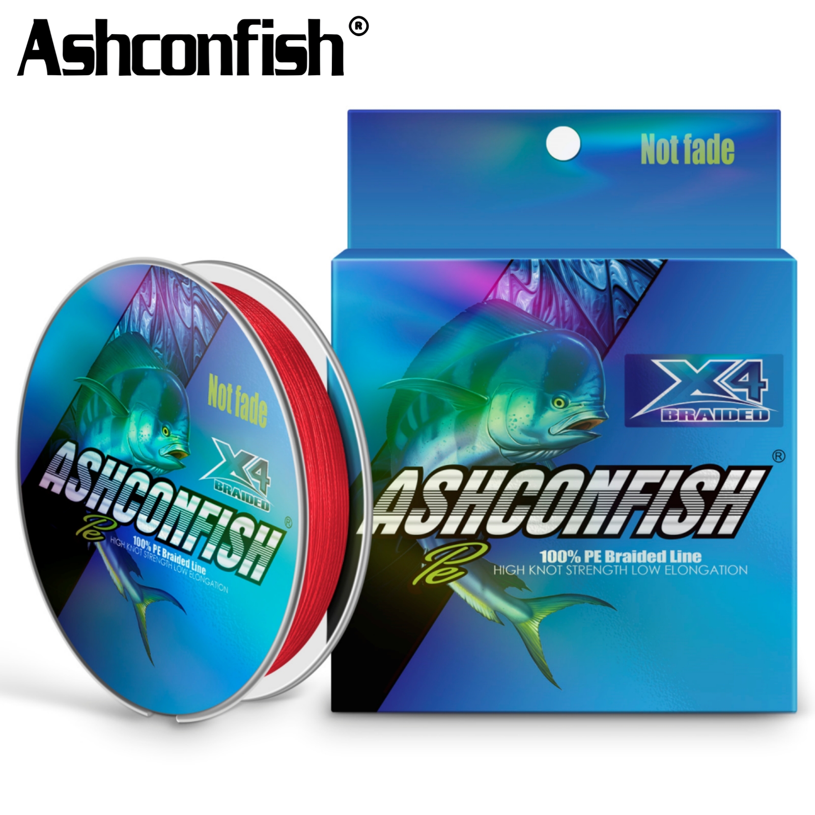 Ashconfish Cuộn Dây Câu Cá Bện 4 Sợi pe 300m Không Phai Màu Không Thấm Nước