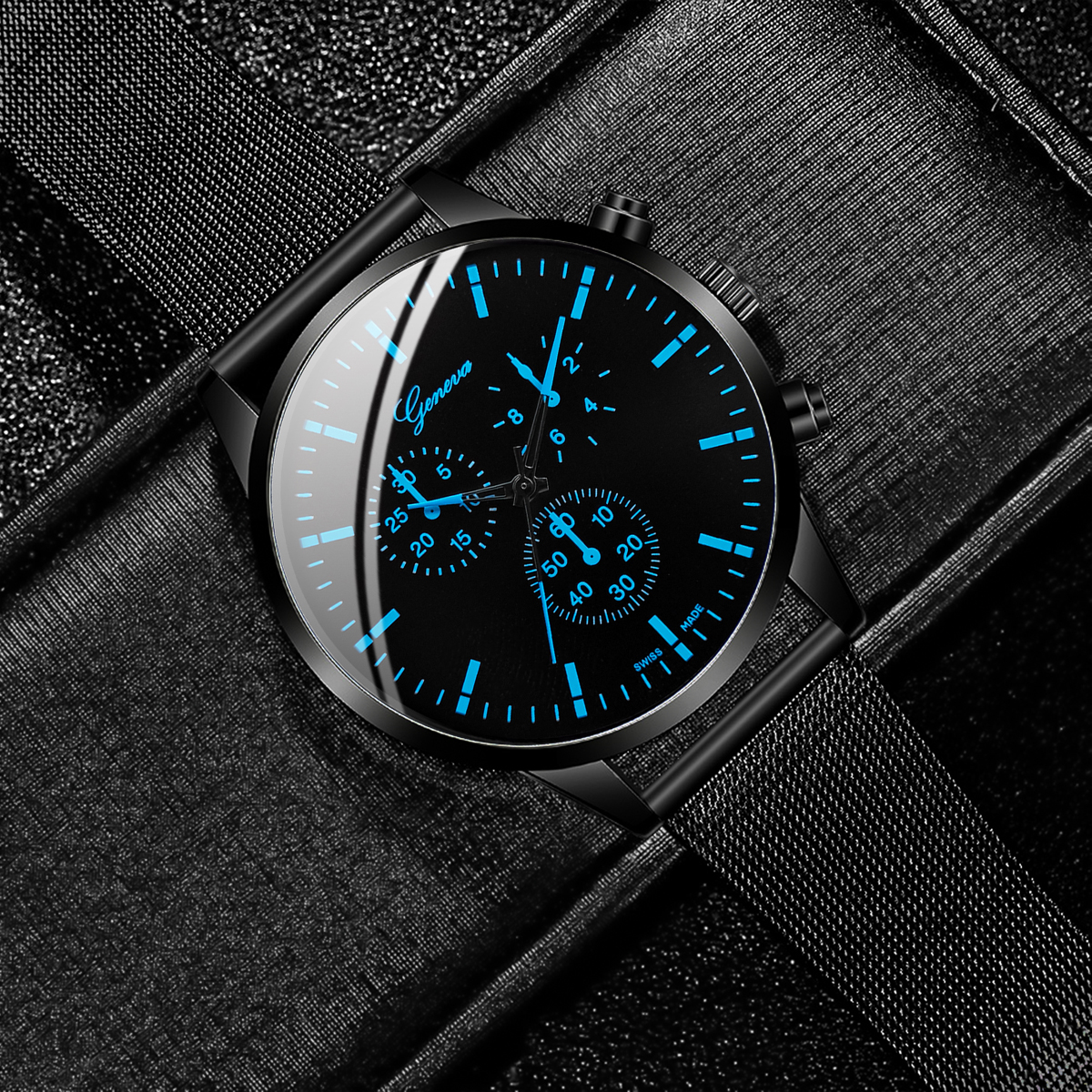 Đồng hồ nam doanh nhân Lưới thời trang với Bộ vòng tay vương miện đồng hồ thạch anh