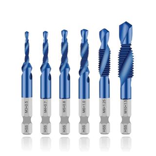 6 Chiếc Lục Giác Mạ Titan HSS Vít Chủ Đề Hệ Thống Tập Mũi Khoan Vít Máy Hợp Chất Tập M3 M4 M5 M6 M8 M10