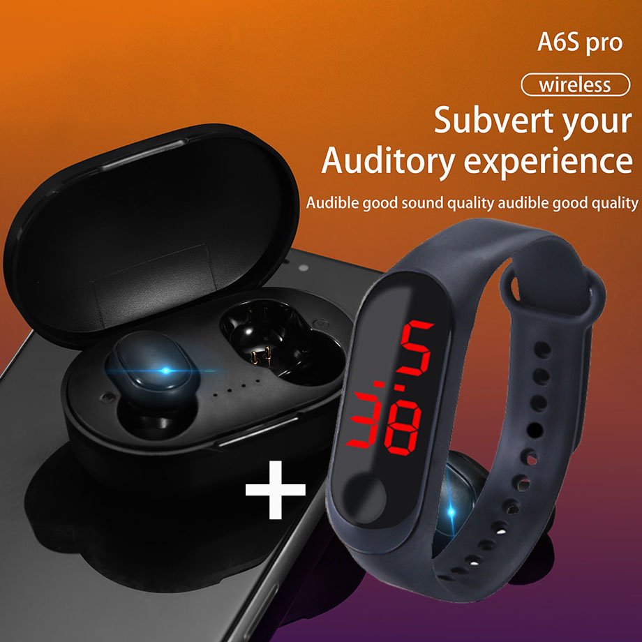 Tai Nghe Nhét Tai Bluetooth 5.0 Không Dây A6S Tws Có Hộp Sạc Điện Thoại