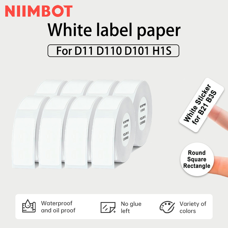Nhãn nhiệt Niimbot D11 / D110 / D101 (Màu trắng) Nhãn dán tên 12-15mm Giấy nhãn màu trắng