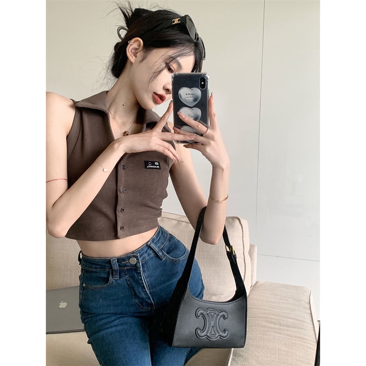 Áo kiểu polo COZOK không tay phong cách cổ điển gợi cảm