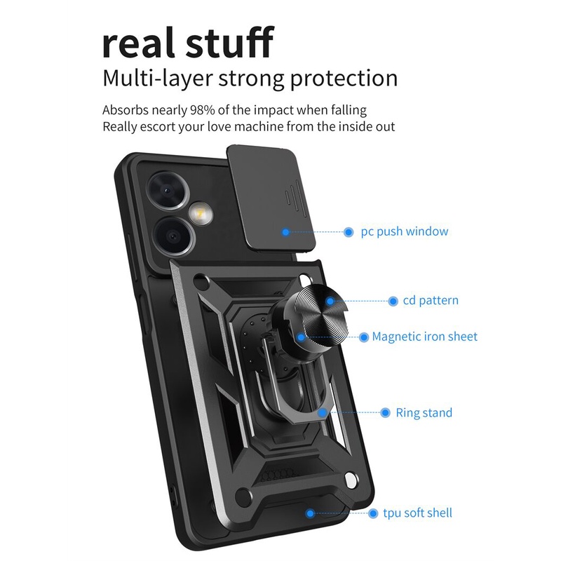 Ốp Điện Thoại Chống Sốc Có Giá Đỡ Cho Xiaomi POCO M4 Pro 4G M5 M4 X5 X4 F4 GT 5G C50 C40
