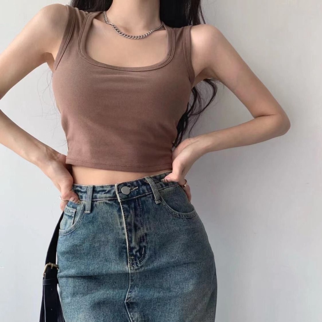 COZOK Áo Sát Nách Cổ Vuông Thời Trang Quyến Rũ Cho Nữ