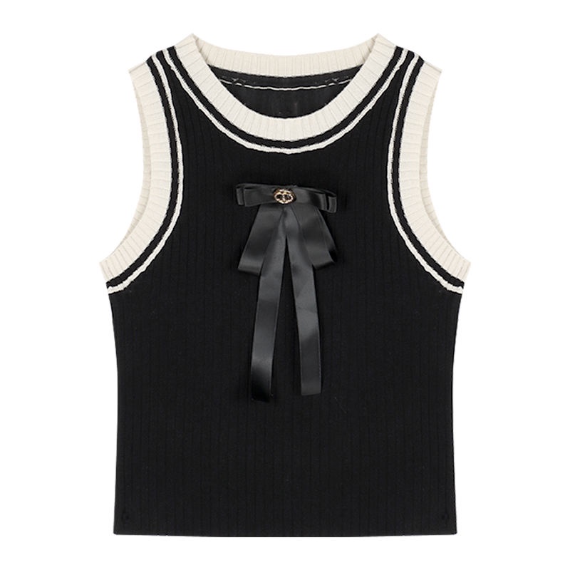 Áo Dệt Kim Sát Nách Dáng Ôm + Chân Váy Xếp Ly Màu Đen Phong Cách Pháp Thời Trang Chất Lượng Cao Cho Nữ