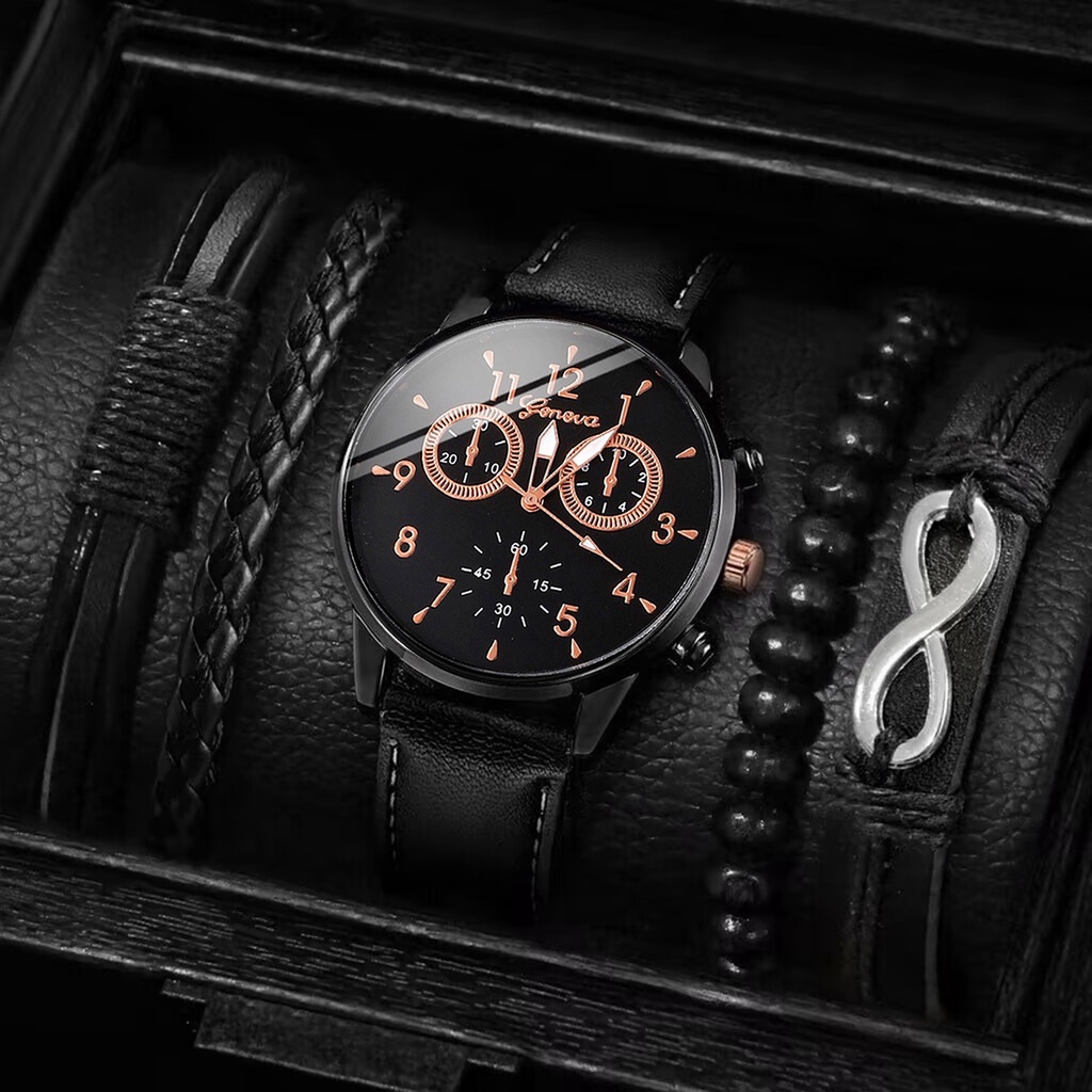 Đồng Hồ Quartz Geneva Với Dây Đeo Da