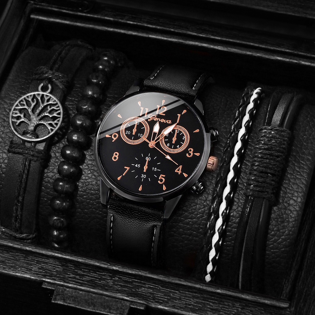 Đồng Hồ Quartz Geneva Với Dây Đeo Da