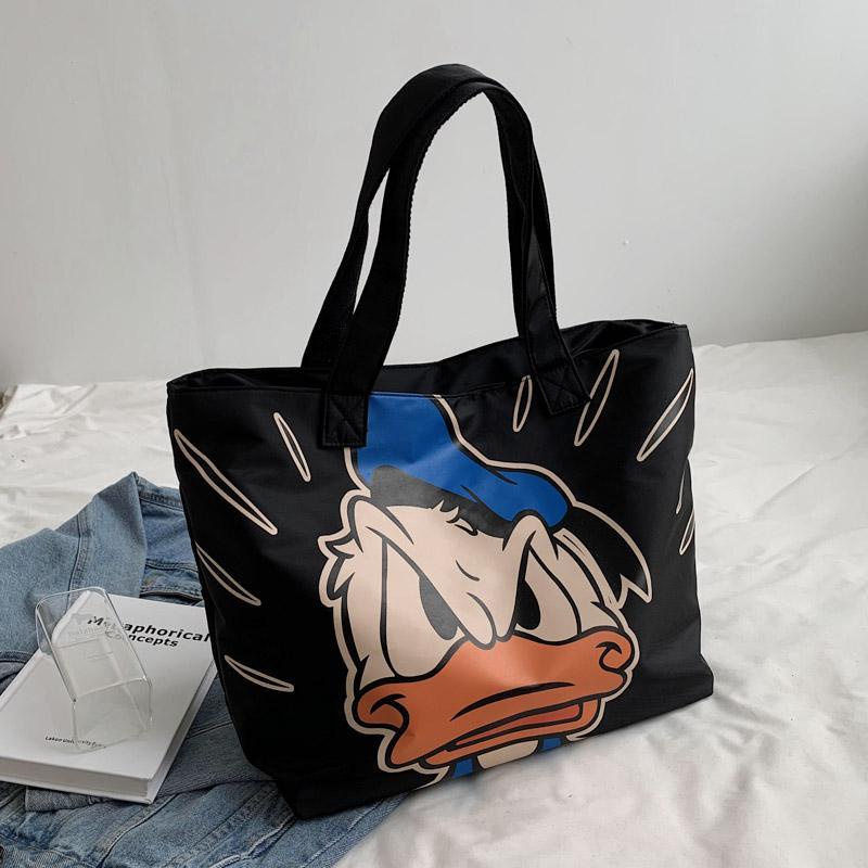 Túi Tote Đeo Vai / Xách Tay Vải Canvas Cỡ Lớn In Hoạt Hình Mickey Vịt Donald Dễ Thương Cho Nữ